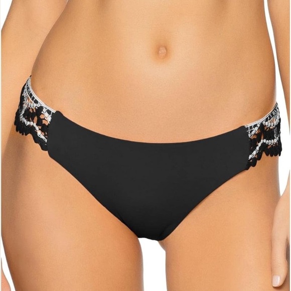 BECCA X Rebecca Virtue Black & White Hipster Bikini Bottom Size Small NWT - Picture 3 of 14